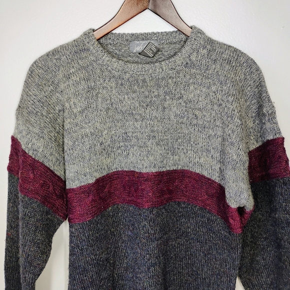 Vintage Lord & Taylor Shetland Wool Sweater Color Block Knit Grandpa Size Large - Picture 2 of 11